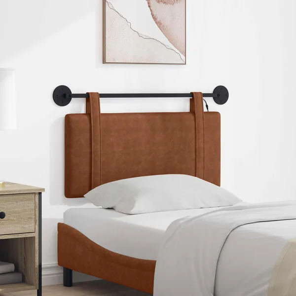 Tête de lit suspendue Avec lumière LED Marron PU antique