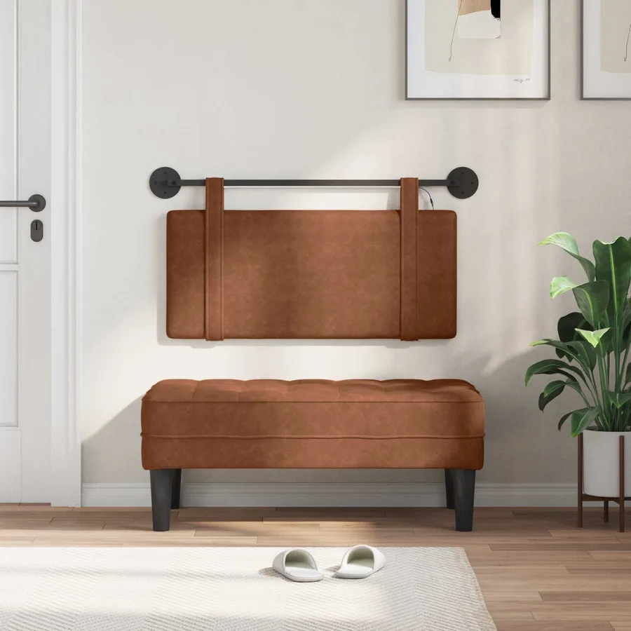 Tête de lit suspendue Avec lumière LED Marron PU antique - 3