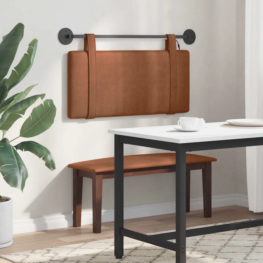 Tête de lit suspendue Avec lumière LED Marron PU antique - 4