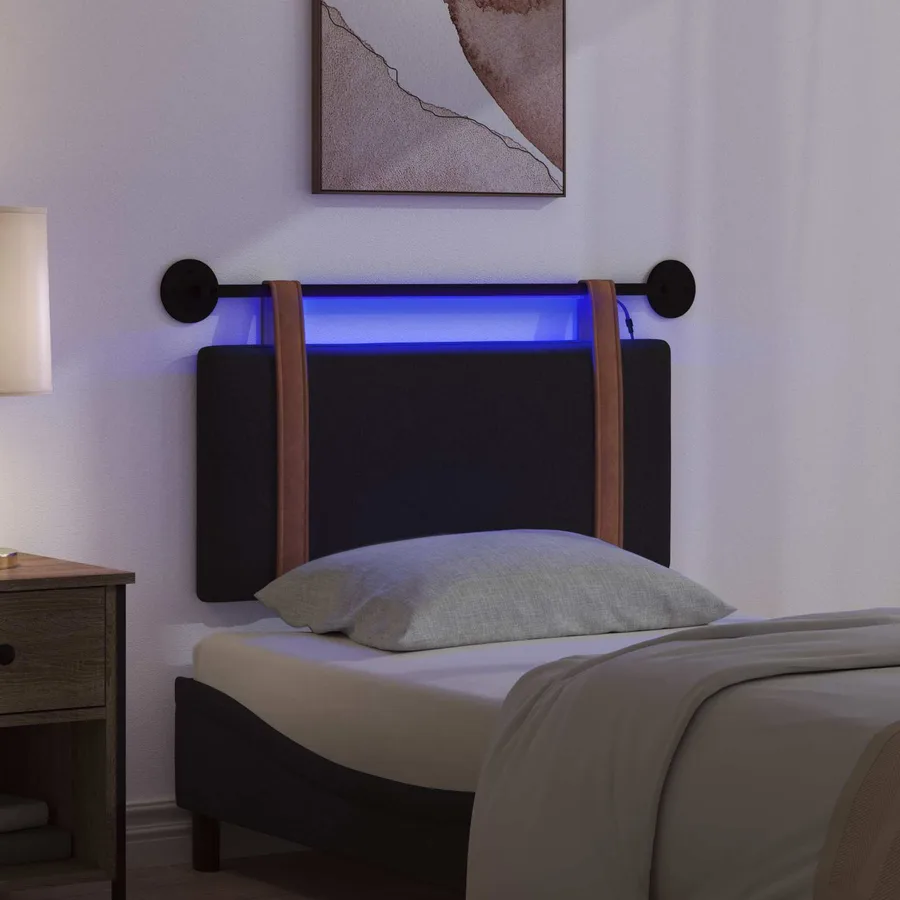 Tête de lit suspendue Avec lumière LED Noir PU antique - 5