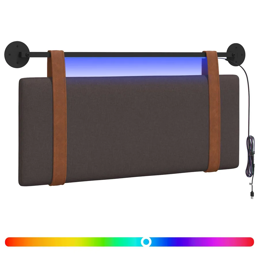 Tête de lit suspendue Avec lumière LED Marron foncé PU antique - 2