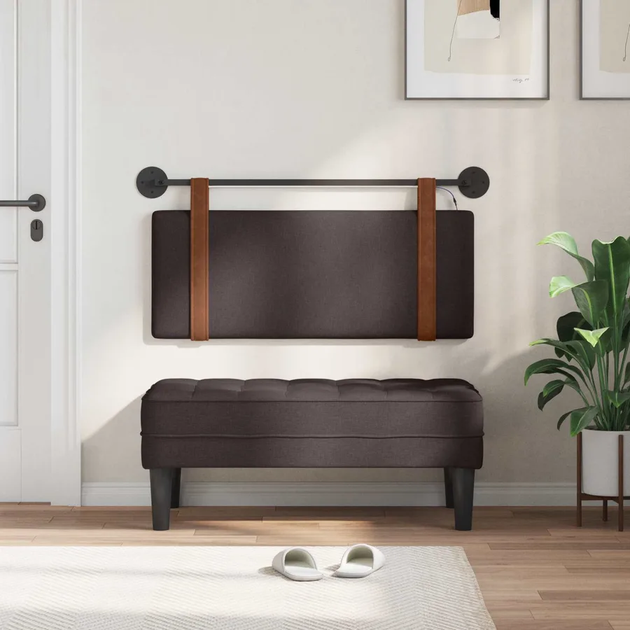Tête de lit suspendue Avec lumière LED Marron foncé PU antique - 3