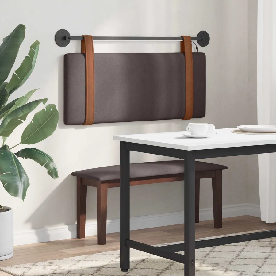 Tête de lit suspendue Avec lumière LED Marron foncé PU antique - 4
