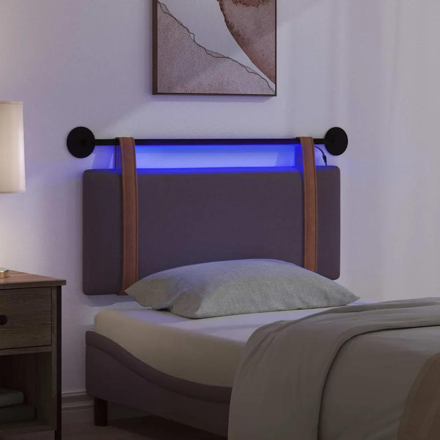 Tête de lit suspendue Avec lumière LED Marron foncé PU antique - 5