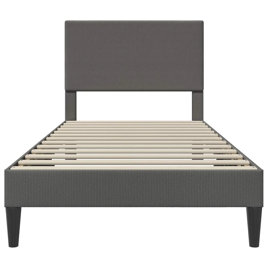 Cadre de lit Gris foncé 90 x 190 cm Tissu en velours côtelé - 4