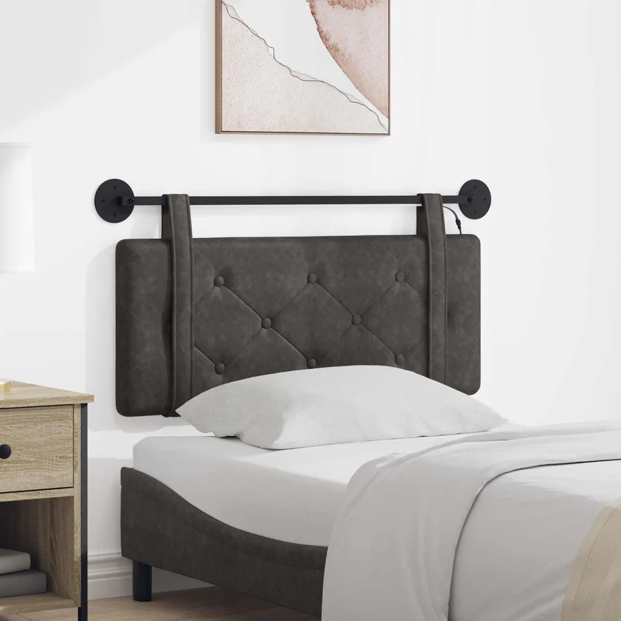 Tête de lit suspendue Avec lumière LED Noir PU antique