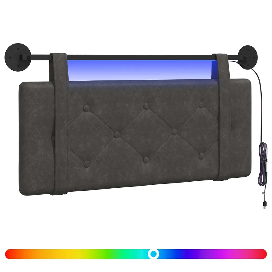 Tête de lit suspendue Avec lumière LED Noir PU antique - 2