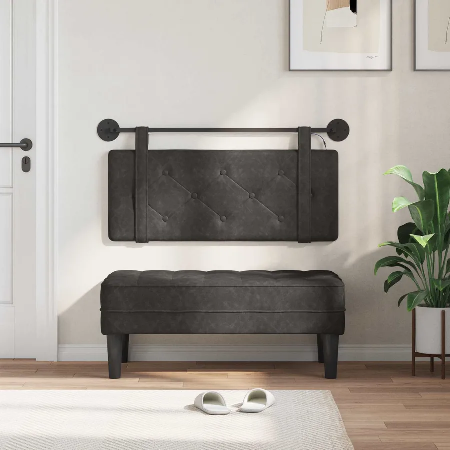 Tête de lit suspendue Avec lumière LED Noir PU antique - 3