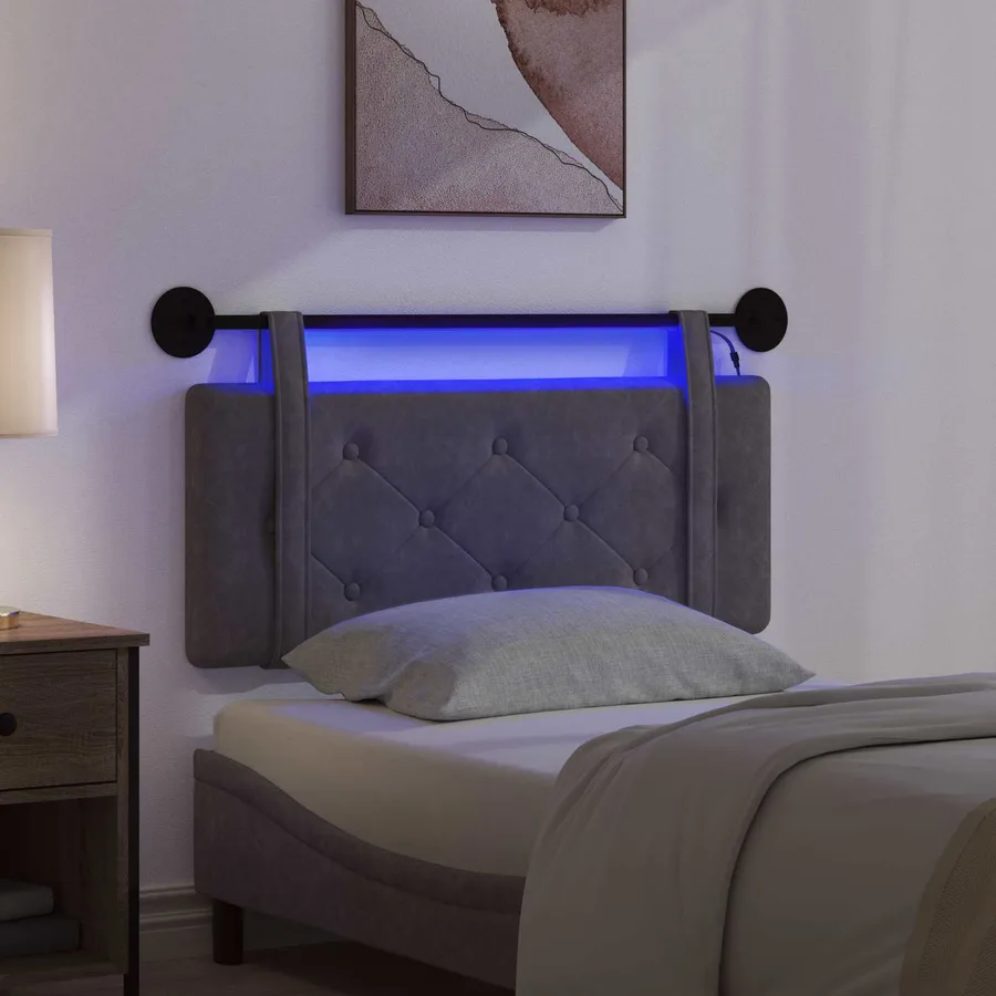 Tête de lit suspendue Avec lumière LED Noir PU antique - 5