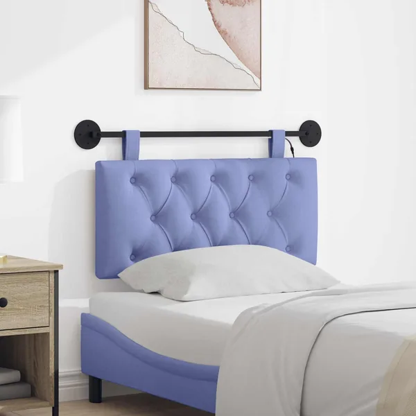 Tête de lit suspendue Avec lumière LED Bleu denim Tissu