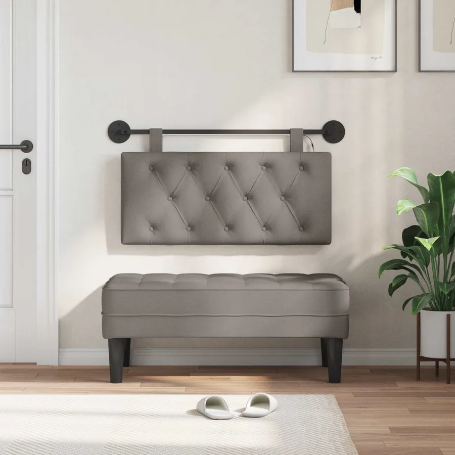 Tête de lit suspendue Avec lumière LED Taupe Tissu - 3