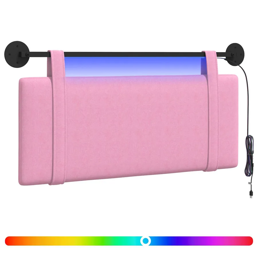 Tête de lit suspendue Avec lumière LED Rose Tissu - 2