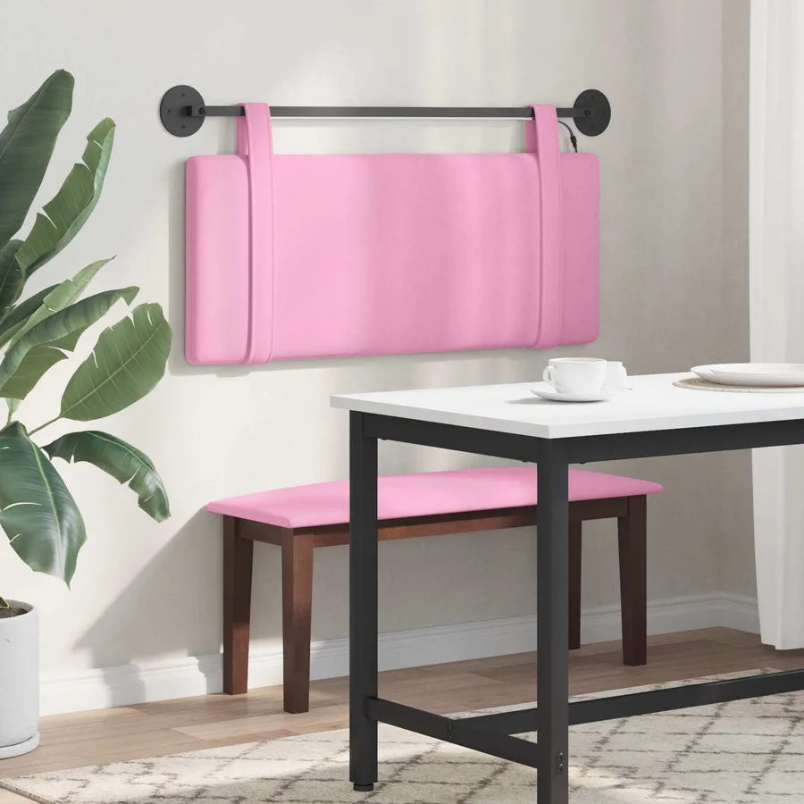 Tête de lit suspendue Avec lumière LED Rose Tissu - 4
