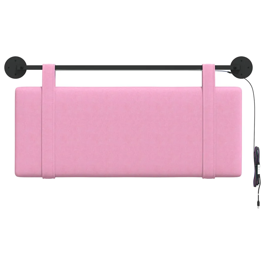 Tête de lit suspendue Avec lumière LED Rose Tissu - 6