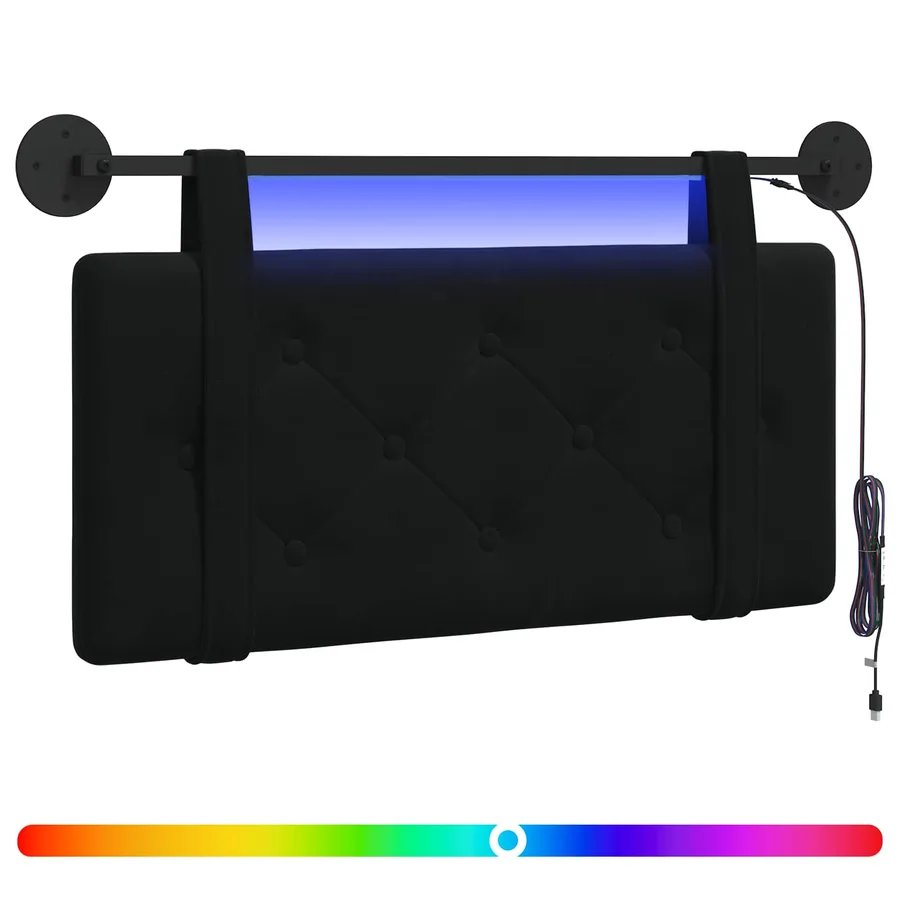 Tête de lit suspendue Avec lumière LED Noir Velours - 2
