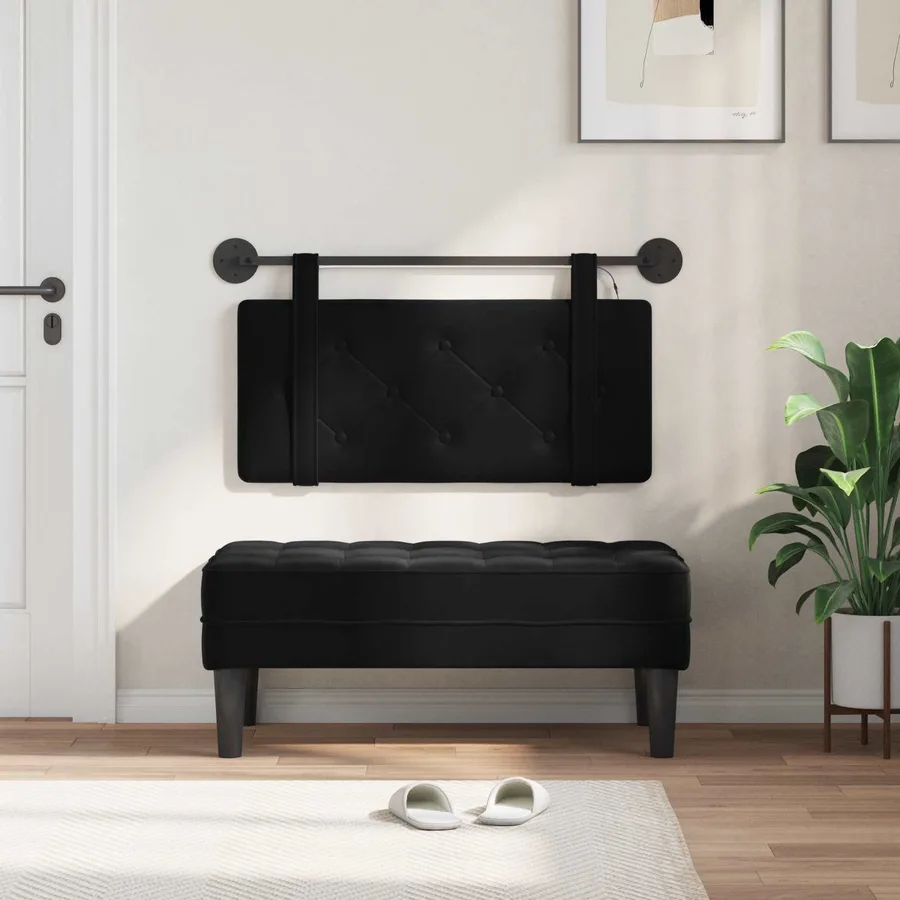 Tête de lit suspendue Avec lumière LED Noir Velours - 3