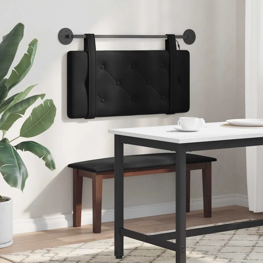Tête de lit suspendue Avec lumière LED Noir Velours - 4