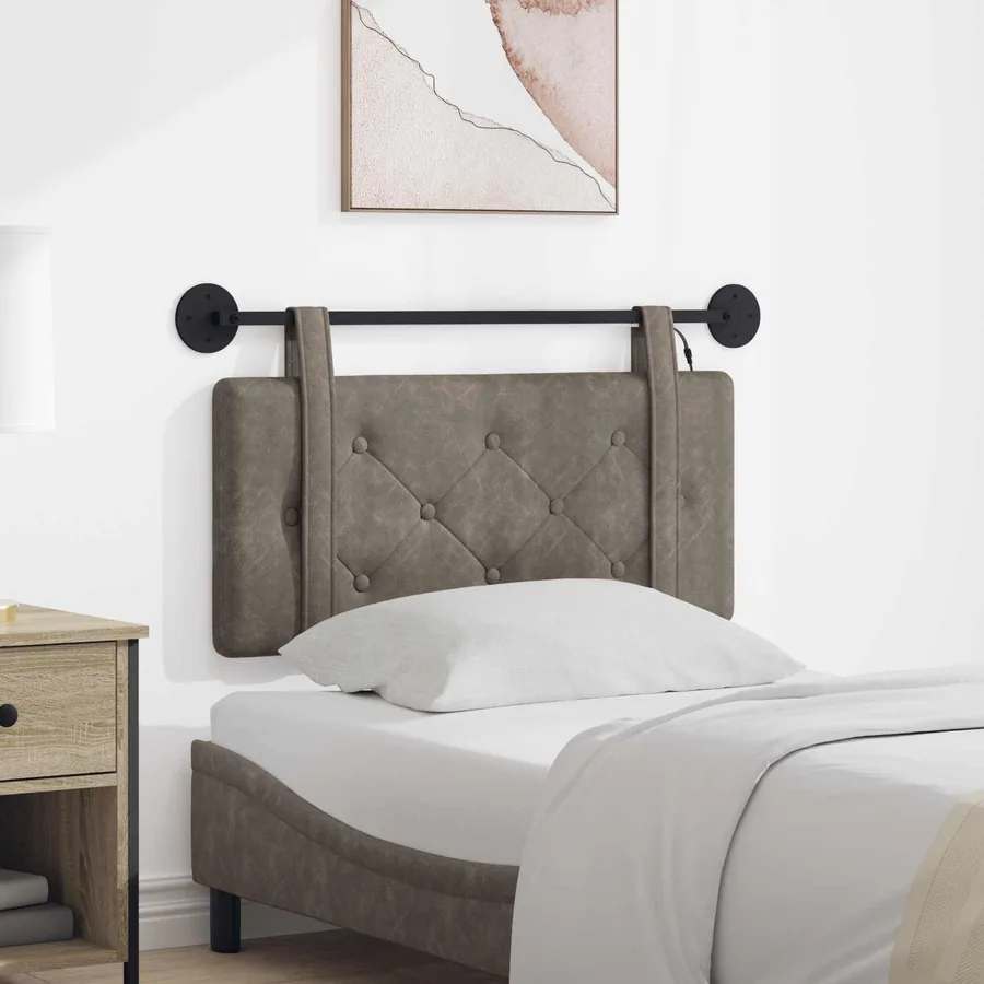 Tête de lit suspendue Avec lumière LED Gris PU antique