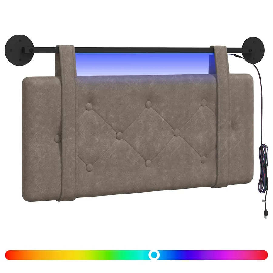 Tête de lit suspendue Avec lumière LED Gris PU antique - 2