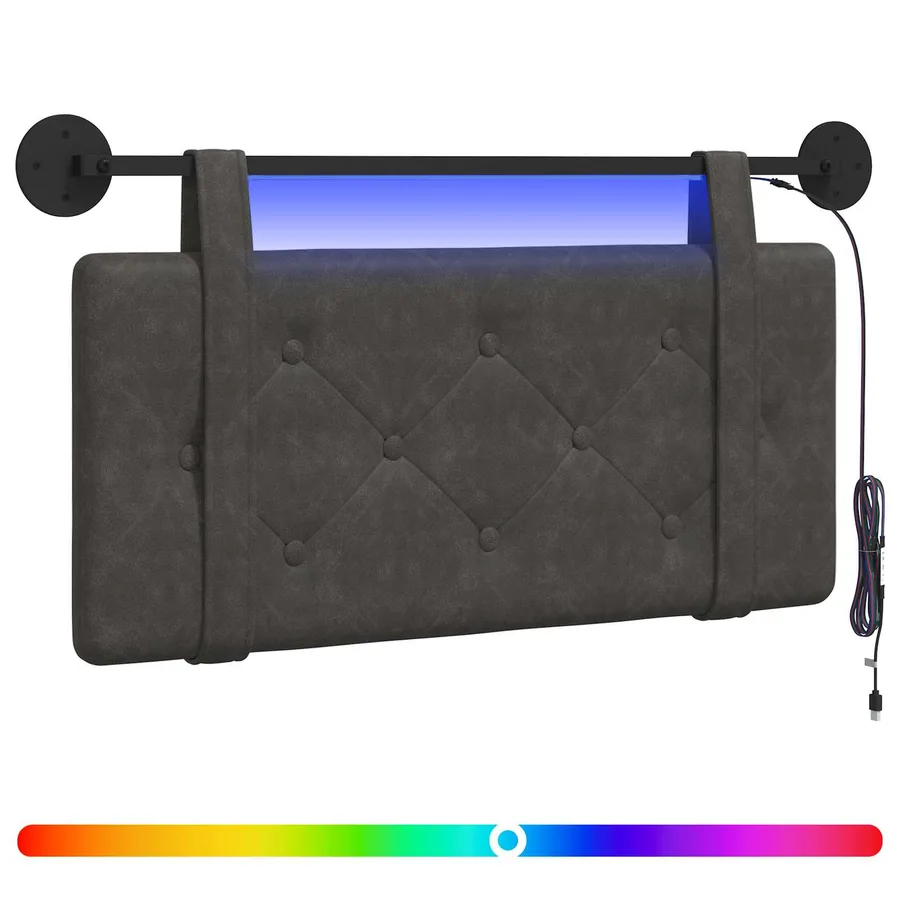 Tête de lit suspendue Avec lumière LED Noir PU antique - 2