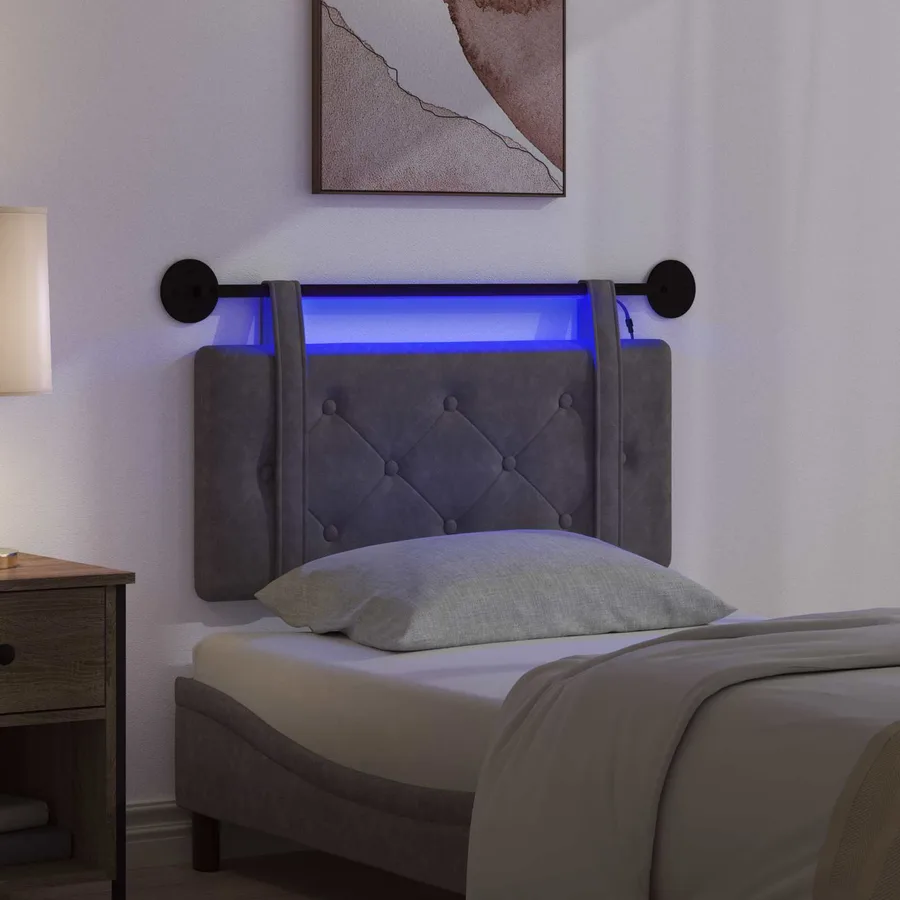 Tête de lit suspendue Avec lumière LED Noir PU antique - 5