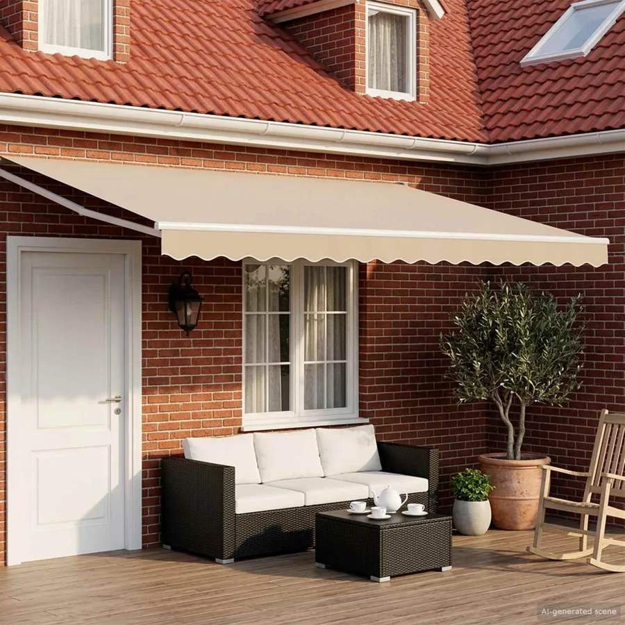 Auvent rétractable électrique Beige et blanc 5 x 3 m