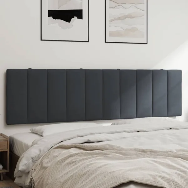 Coussin de tête de lit Hanko gris foncé 183 cm velours