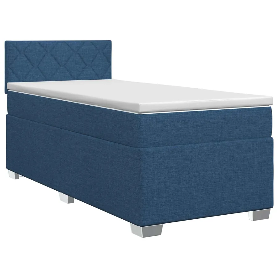 Lit boxspring avec matelas Bleu 90 x 190 cm Tissu