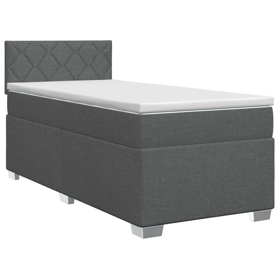 Lit boxspring avec matelas Gris foncé 100 x 200 cm Tissu