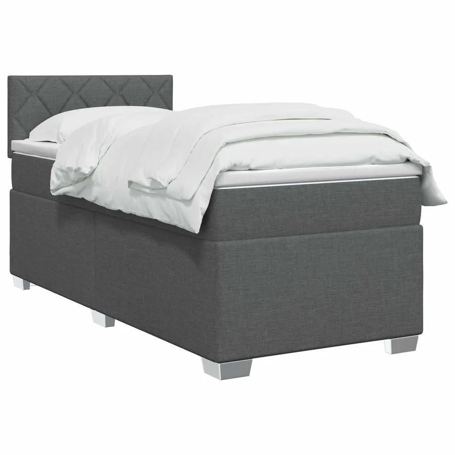 Lit boxspring avec matelas Gris foncé 100 x 200 cm Tissu - 2
