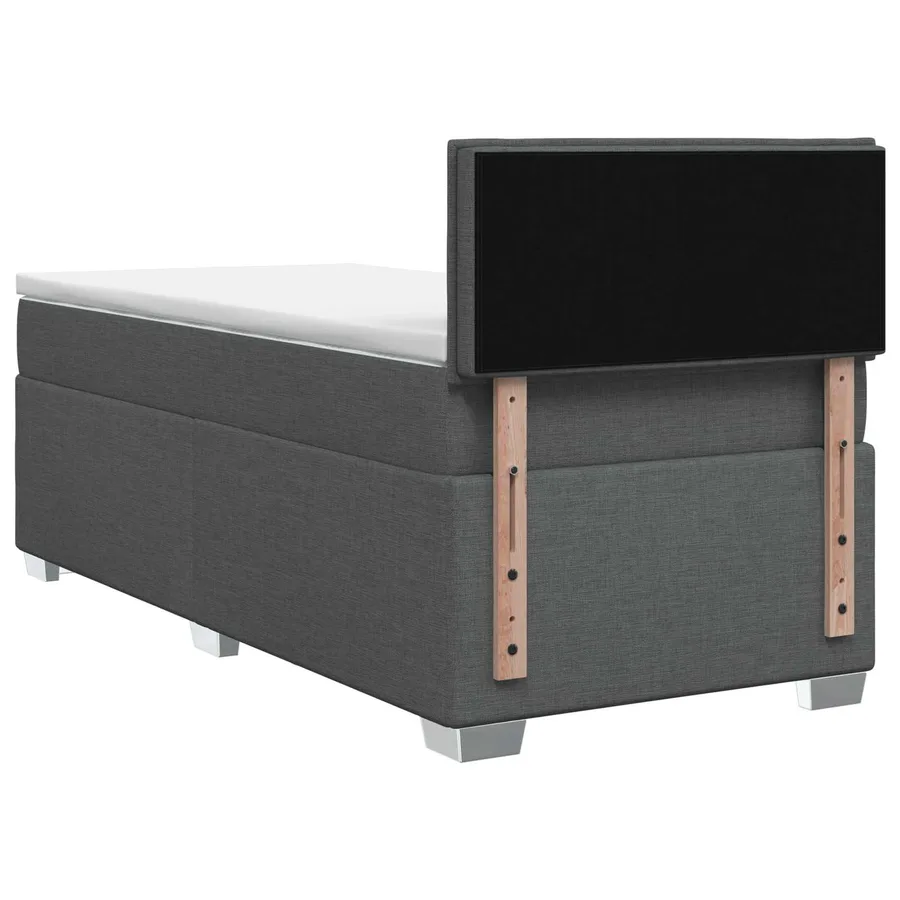 Lit boxspring avec matelas Gris foncé 100 x 200 cm Tissu - 7
