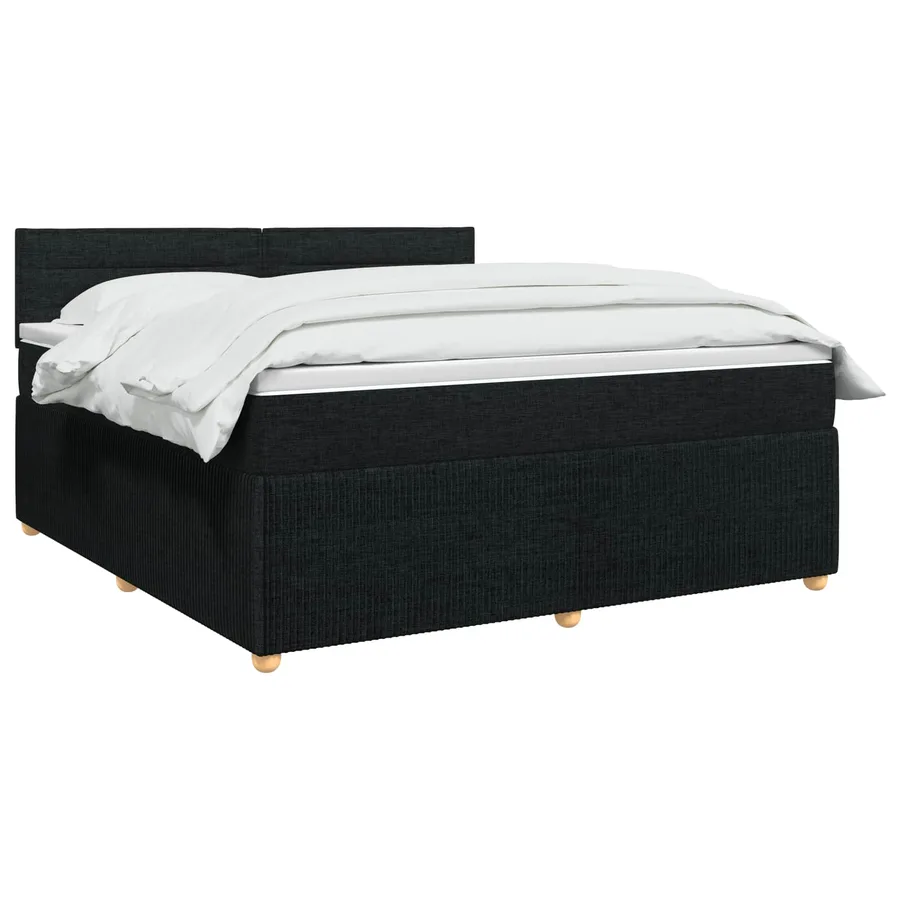 Lit boxspring avec matelas Noir 140 x 190 cm Tissu - 2