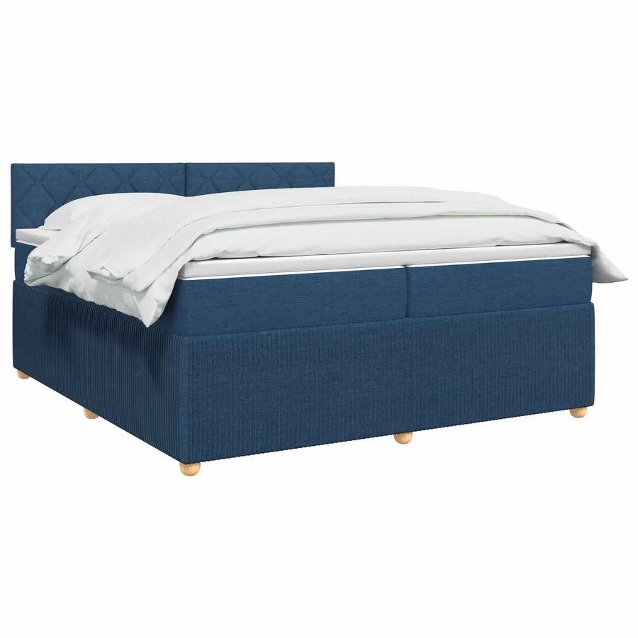 Lit boxspring avec matelas Bleu 200 x 200 cm Tissu - 2