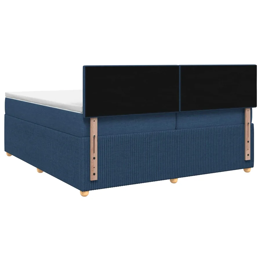 Lit boxspring avec matelas Bleu 200 x 200 cm Tissu - 7