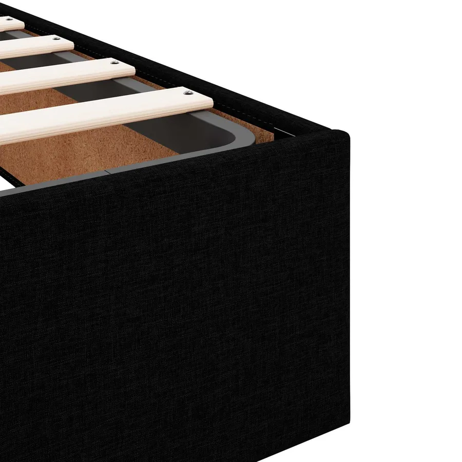 Lit ottoman avec matelas Noir 200 x 200 cm Tissu - 10