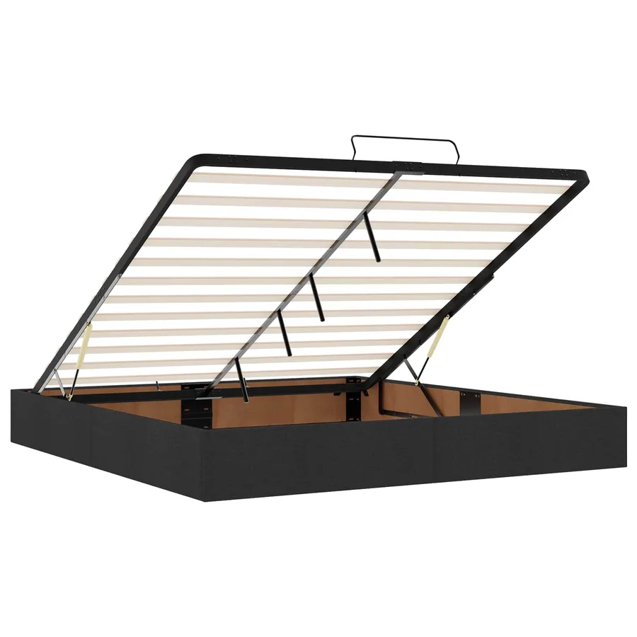 Lit ottoman avec matelas Noir 200 x 200 cm Tissu - 4