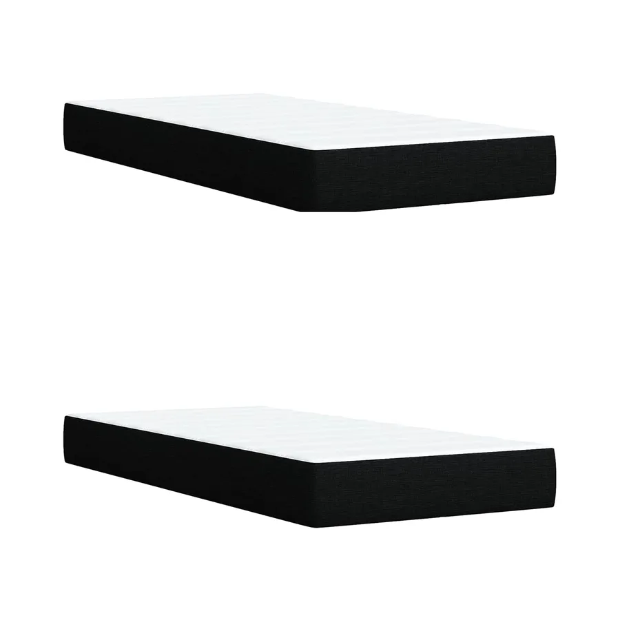 Lit ottoman avec matelas Noir 200 x 200 cm Tissu - 5