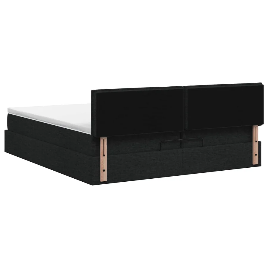 Lit ottoman avec matelas Noir 200 x 200 cm Tissu - 8