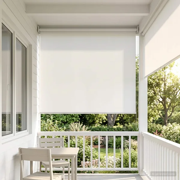 Store roulant extérieur protection UV Blanc Polyester