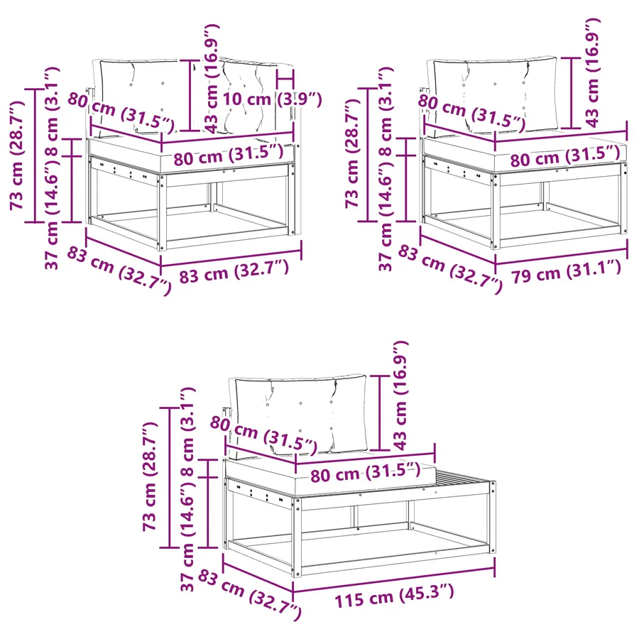 6 pcs Ensemble de canapés d'extérieur Polyester - 10