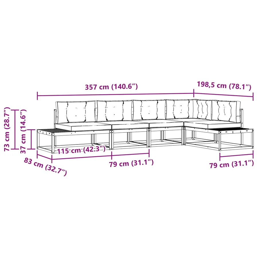6 pcs Ensemble de canapés d'extérieur Polyester Blanc et Beige - 8
