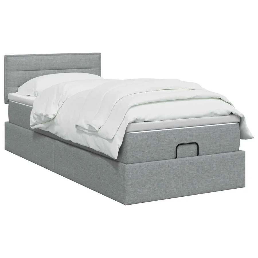 Lit ottoman avec matelas Gris clair 90 x 190 cm Tissu - 2