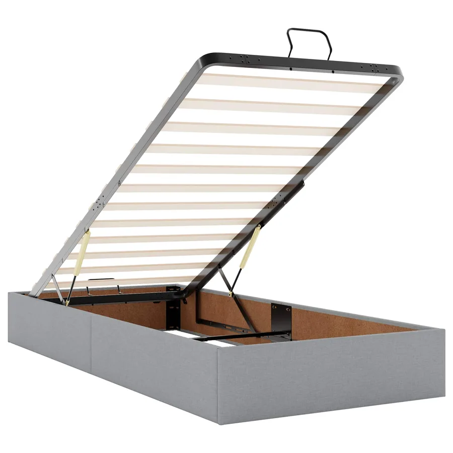 Lit ottoman avec matelas Gris clair 90 x 190 cm Tissu - 4