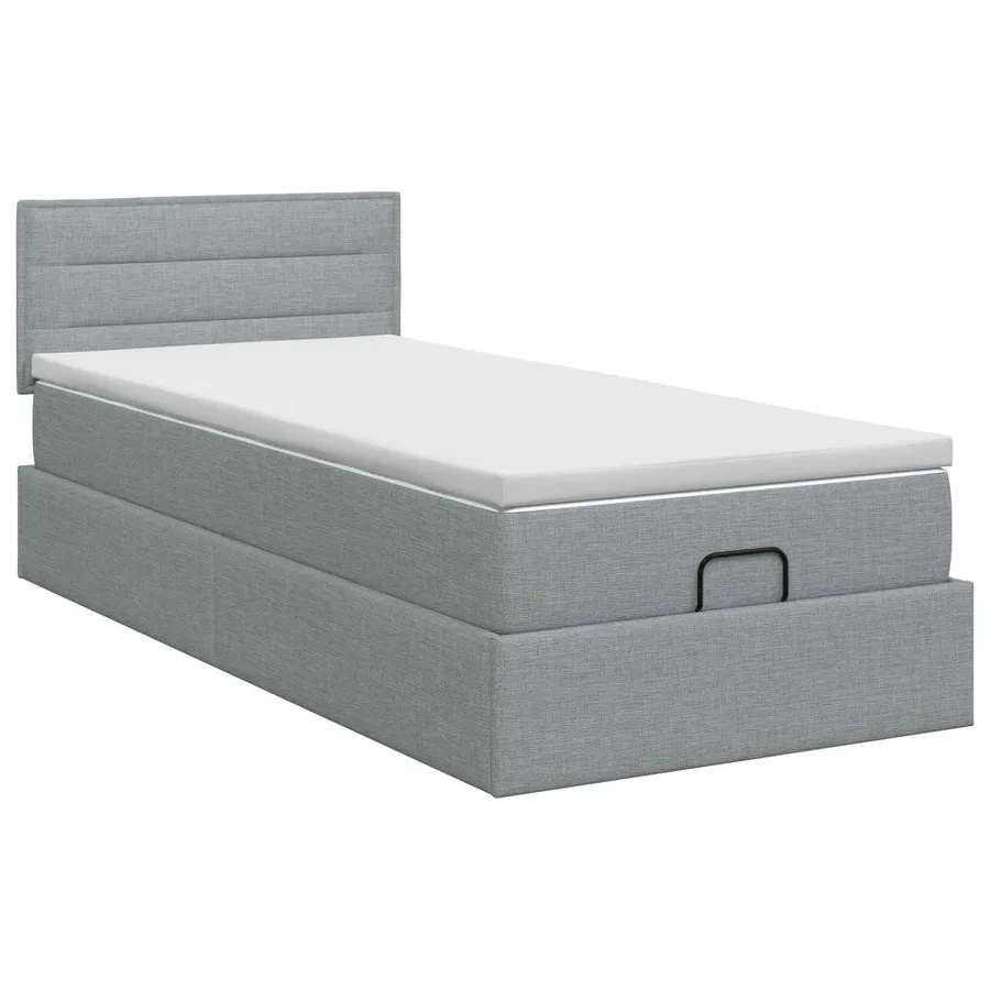 Lit ottoman avec matelas Gris clair 90 x 190 cm Tissu - 7