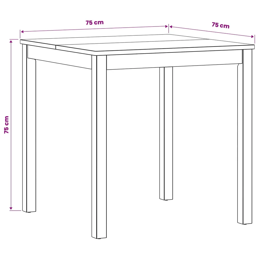 Table de salle à manger / Table de repas 75 x 75 x 75,5 cm - 7