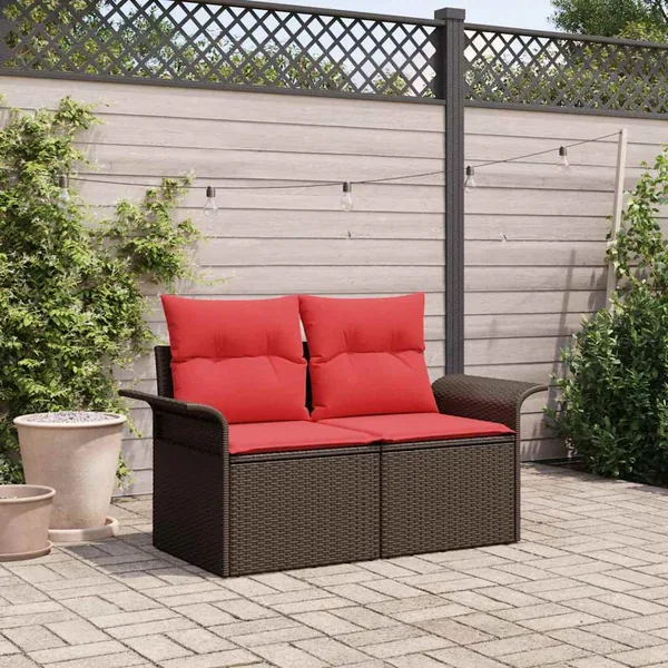 Canapé de jardin avec coussin 141 x 62 x 69 cm polyrotin