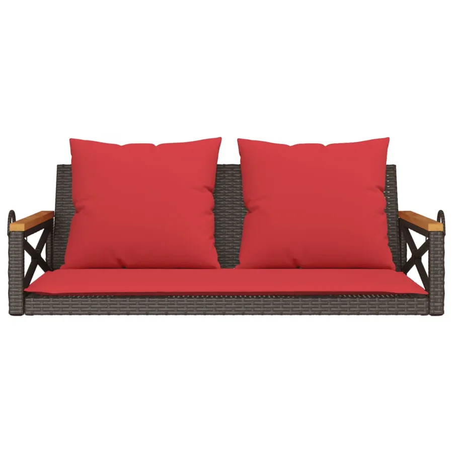 Balancelle avec coussins marron 109x62x40 cm résine tressée - 4