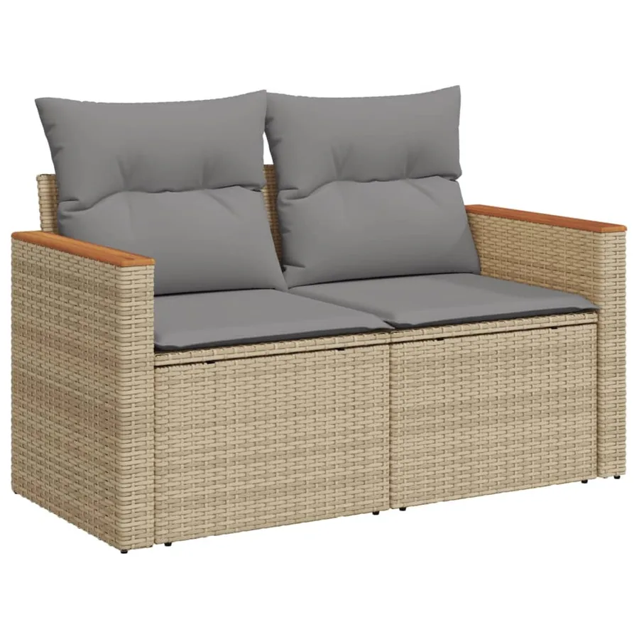 Salon de jardin et coussins 10 pcs mélange beige résine tressée - 5
