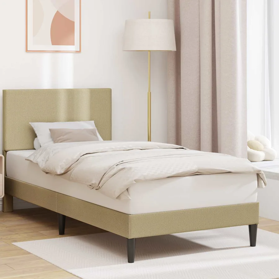 Cadre de lit avec tête de lit Gris Vert Clair 90 x 190 cm