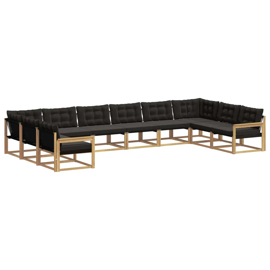 Ensemble de canapés d'extérieur 10 pcs Blanc et noir - 2